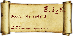 Bodó Árpád névjegykártya