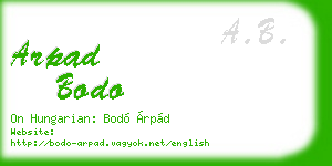 arpad bodo business card