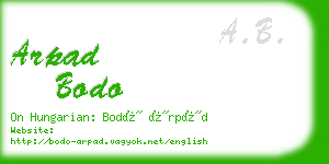arpad bodo business card